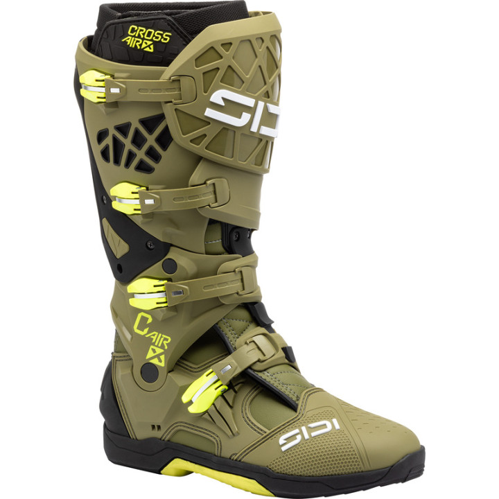 Bottes Sidi Crossair X - Olive Green/jaune fluo | Oxmoto