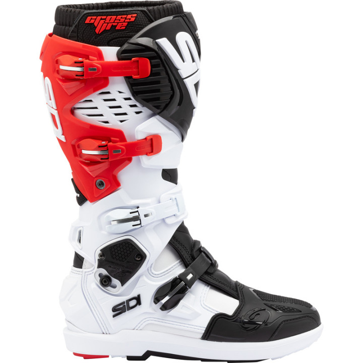 Bottes Sidi Crossfire 3 SRS - blanc/noir/rouge | Oxmoto