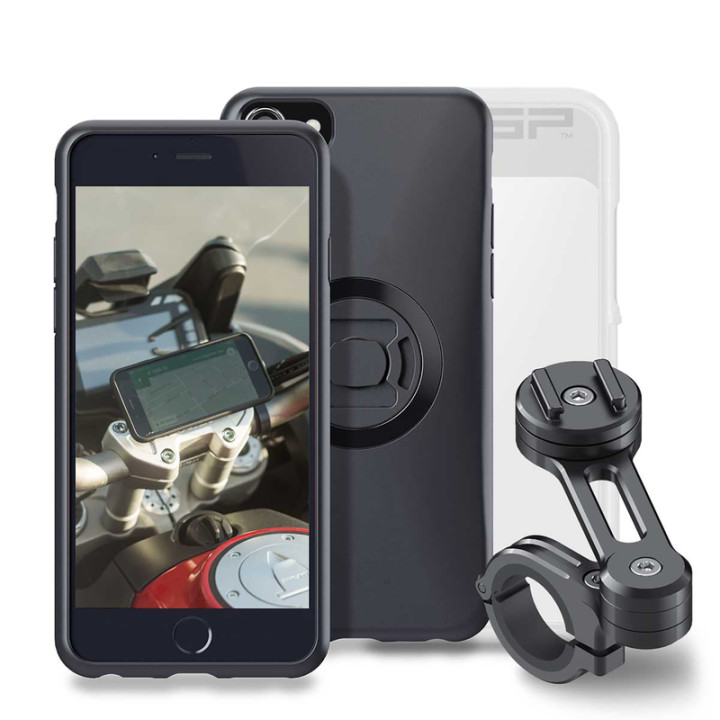 Pack complet Sp-connect Moto Bundle fixé sur guidon iPhone 8/7/6S/6