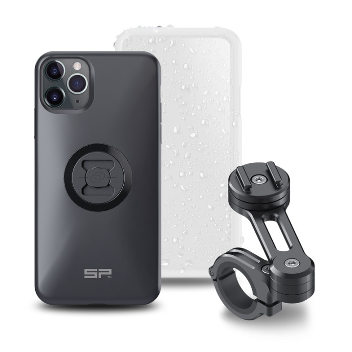 Pack complet Sp-connect Moto Bundle fixé sur guidon iPhone 11 Pro Max
