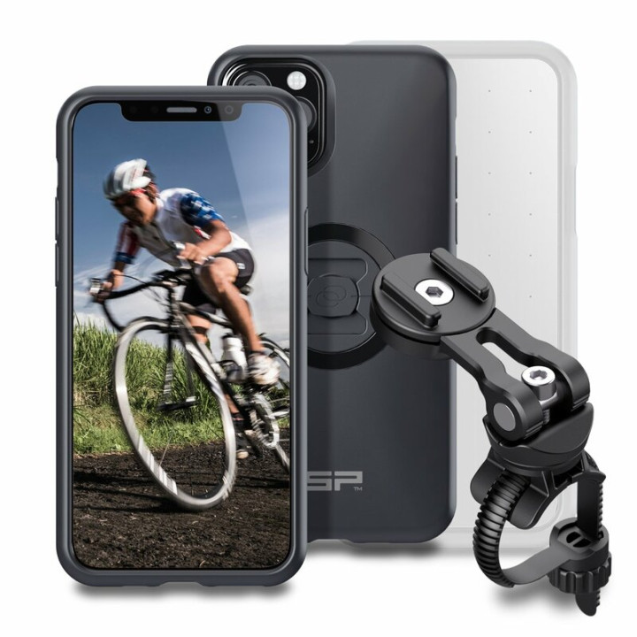 Pack complet Sp-connect Bike Bundle II fixé sur guidon et potence iPhone 11 Pro