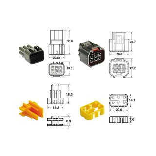 Jeu de connectiques 6 voies Série 090 FRKW Bihr type origine - 5 jeux complets