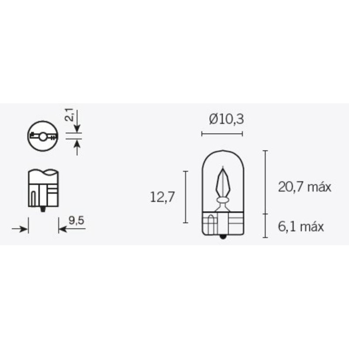 Ampoule Tecnium T10 12V 3W - x10 | Oxmoto