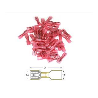 Bout à bout femelle plat à sertir thermo-rétractable Bihr ø0,5mm²/1,5mm² - 50pcs transparent rouge