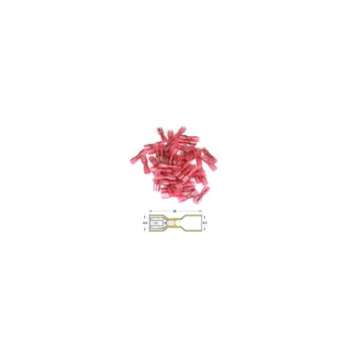 Bout à bout femelle plat à sertir thermo-rétractable Bihr ø0,5mm²/1,5mm² - 50pcs transparent rouge
