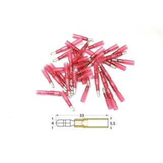 Bout à bout mâle rond à sertir thermo-rétractable Bihr Ø0,5mm²/1,5mm² - 50pcs transparent rouge
