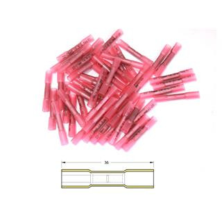 Bout à bout à sertir thermo-rétractable Bihr Ø0,5/1,5mm² - 50pcs transparent rouge