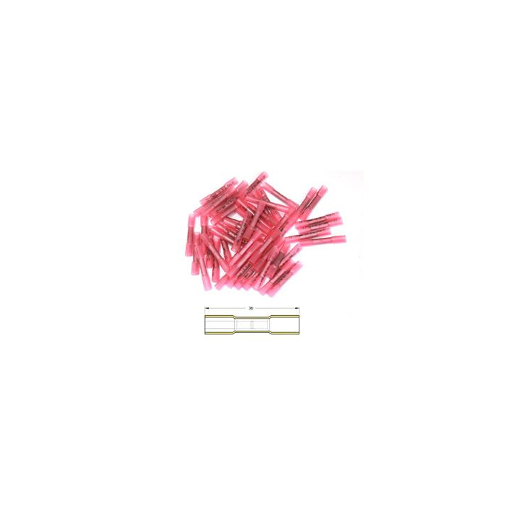 Bout à bout à sertir thermo-rétractable Bihr Ø0,5/1,5mm² - 50pcs transparent rouge