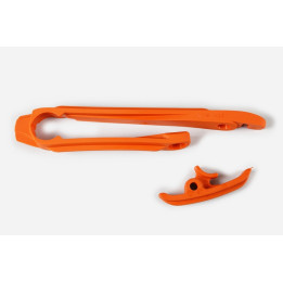 Kit patin de bras oscillant + patin de chaîne inférieur UFO orange KTM KT04035#127