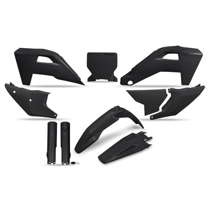 Kit plastiques complet avec protections de fourche UFO - noir HUKIT630F@001