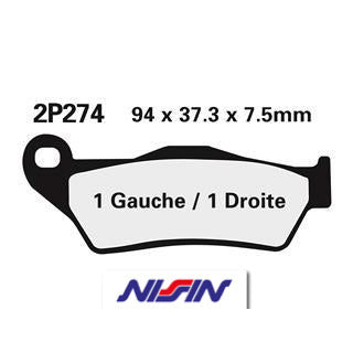 Plaquettes de frein Nissin Off-Road semi-métallique - 2P-274GS
