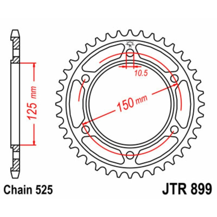 Kit chaîne EK/JT 525 Z/3D - 17/42-118 - Couronne acier standard