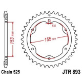EK/JT Kit chaîne 525Z/3D- 17/38-112 - Couronne acier standard