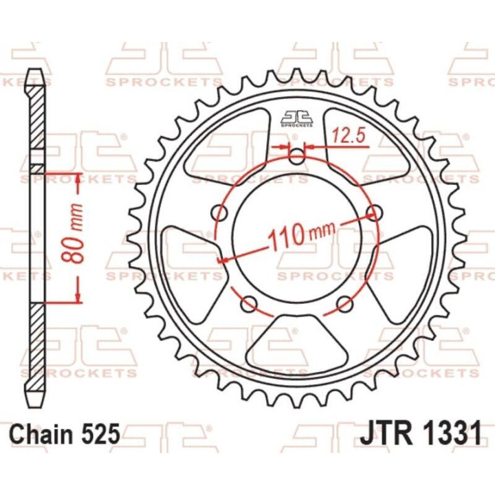 Kit chaîne EK/JT 525 MVXZ2 - 16/42-124 - Couronne acier standard