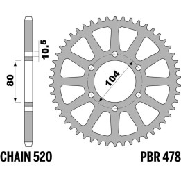 Kit chaîne EK/PBR 520SROZ2 - 14/48-114 - Couronne acier standard