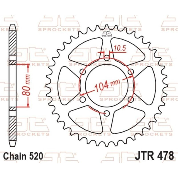 EK/JT Kit chaîne 520SRX2- 14/48-114 - Couronne acier standard