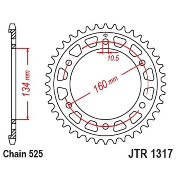 EK/JT Kit chaîne 525ZVX3 - 16/40-122 - Couronne acier standard