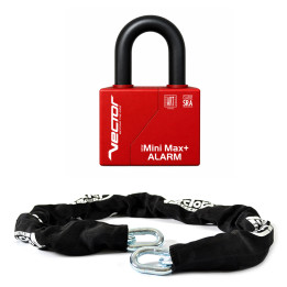 Kit VECTOR – Chaîne 1400 × 14 mm et cadenas avec alarme New Minimax+ Alarm