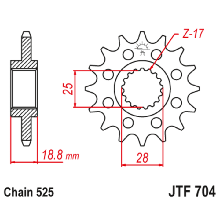 Kit chaîne EK/JT 525 ZVX3 - 16/41-110 - Couronne acier standard