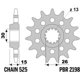 Kit chaîne EK/PBR 525 ZVX3 - 17/45-120 - Couronne alu renforcé