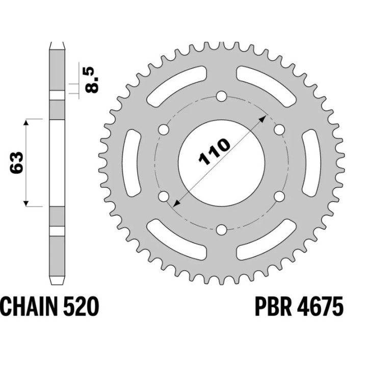 Kit chaîne EK/PBR 520SROZ2 14/43-118 - couronne renforcée