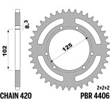 Kit chaîne EK/PBR 420 SR - 14/53-134 - Couronne acier standard