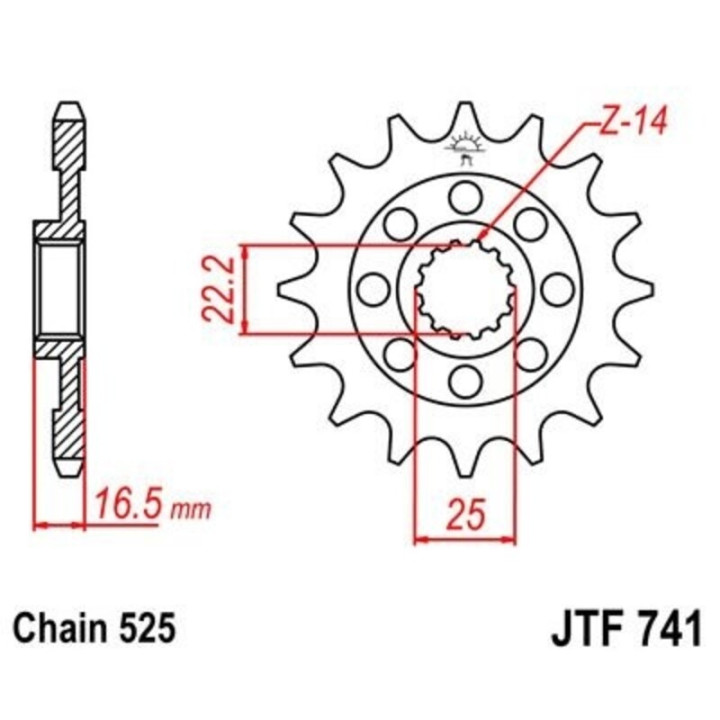 Kit chaîne EK/JT 525 ZVX3 - 15/41-108 - Couronne acier standard - Necessite un porte couronne JT SPROCKETS
