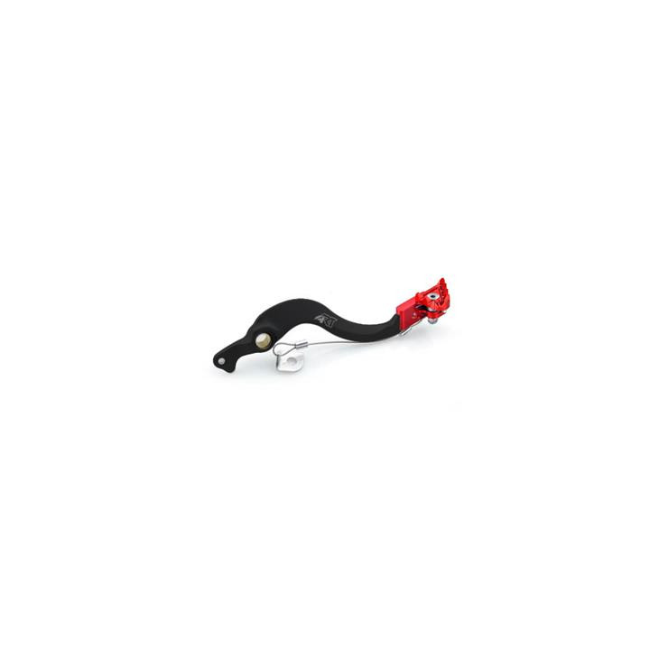 Pédale de frein ART factory aluminium anodisé noir/embout rouge Honda