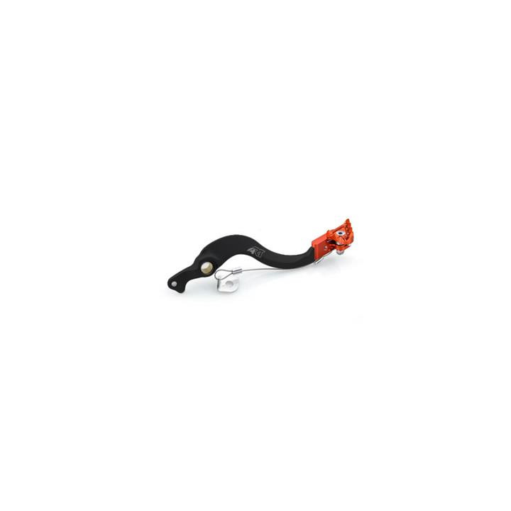 Pédale de frein ART Factory aluminium anodisé noir/embout orange KTM/Husqvarna