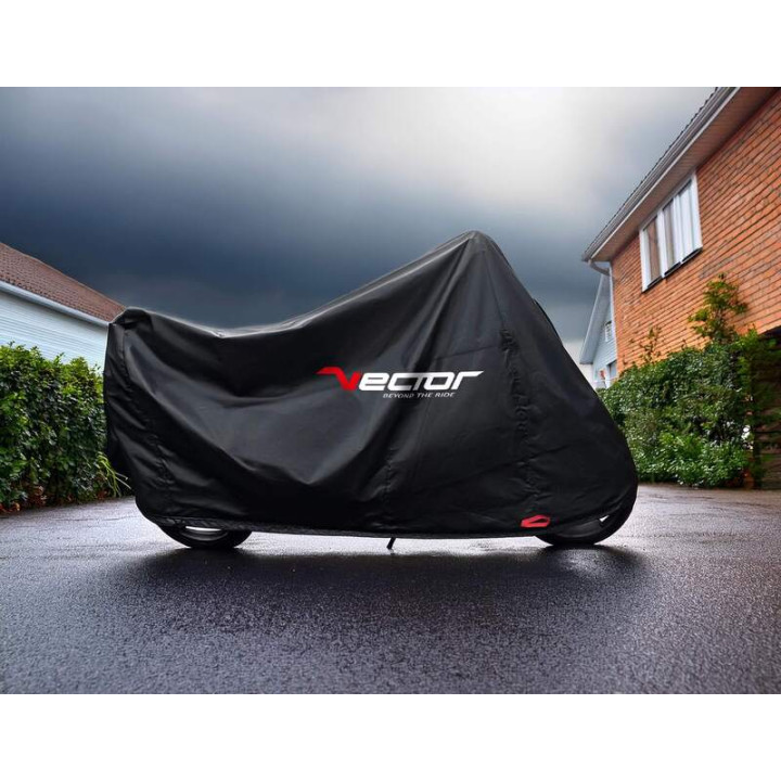 Housse de protection intérieure/extérieure VECTOR H20 pour moto/scooter avec bulle haute - noir