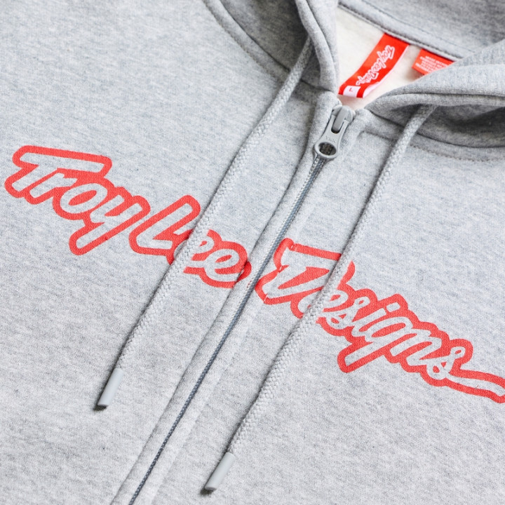 Hoodie TROY LEE DESIGNS Zip Up Signature - Gray/Heather/Red