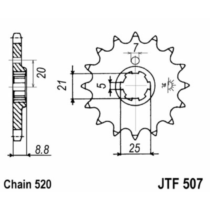 Kit chaîne EK/JT 520MRD7 14/42 - couronne standard
