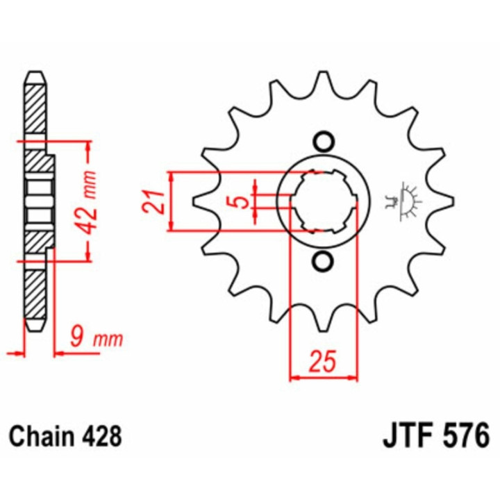 Kit chaîne EK/JT 428ZVX 19/52 - couronne standard