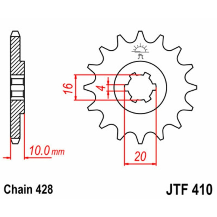 Kit chaîne EK/JT 428ZVX 14/56 - couronne standard