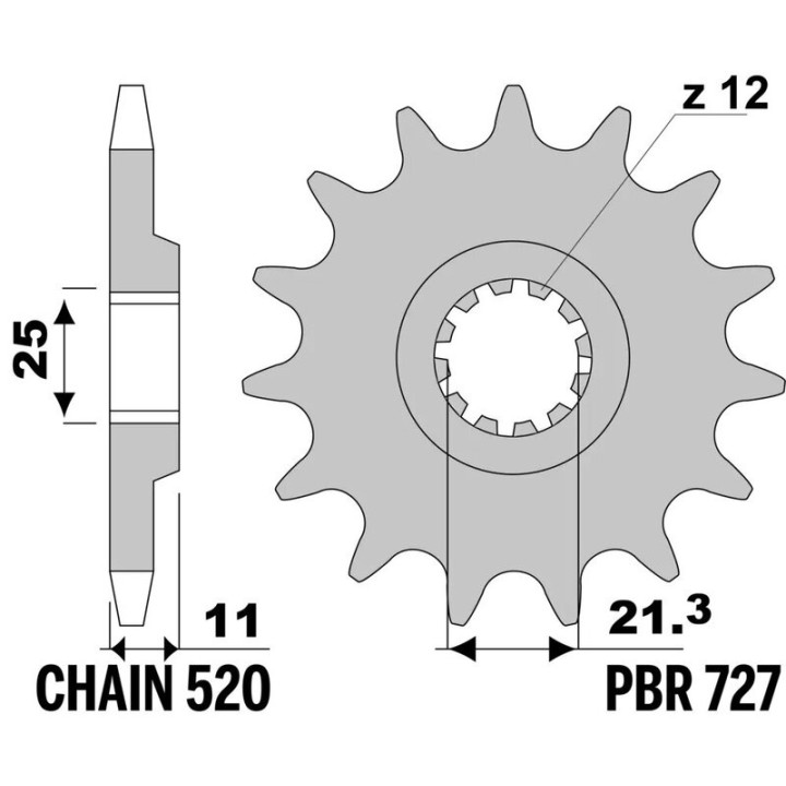 Kit chaîne EK/PBR 520 SRX2 - 14/50-116 - Couronne acier standard
