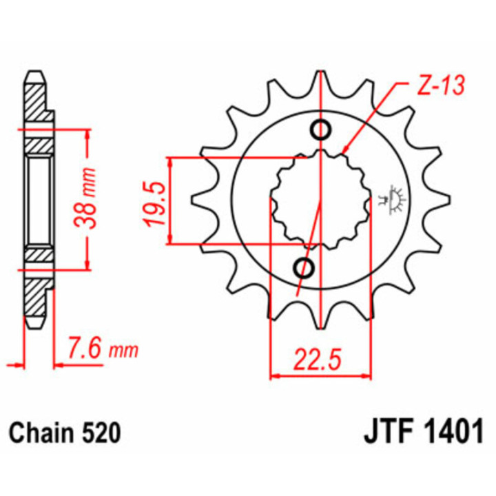 Kit chaîne EK/JT 520 SRX2 - 14/36-96 - Couronne acier standard
