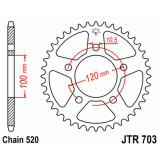 Kit chaîne EK/JT 520 SRX2 - 17/43-110 - Couronne acier standard