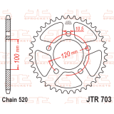 Kit chaîne EK/JT 520 SRX2 - 15/42-120 - Couronne acier standard
