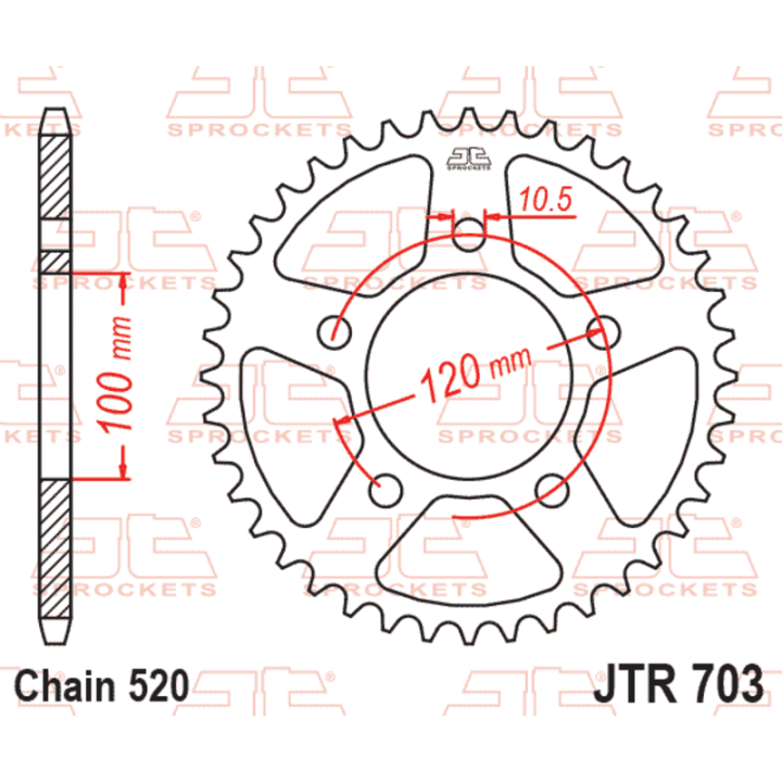 Kit chaîne EK/JT 520 SRX2 - 15/42-120 - Couronne acier standard