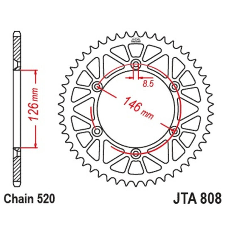 Kit chaîne EK/JT 520M3 12/50 - couronne ultra-light