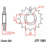Kit chaîne EK/JT 520ZVX3 16/45 - couronne standard