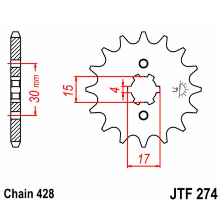 Kit chaîne EK/JT 428SHDR 14/50 - couronne standard
