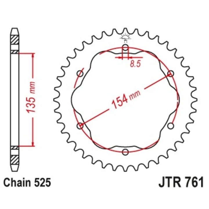 Kit chaîne EK/JT 525 ZVX3 - 16/41-114 - Couronne acier standard - Necessite un porte couronne JT SPROCKETS