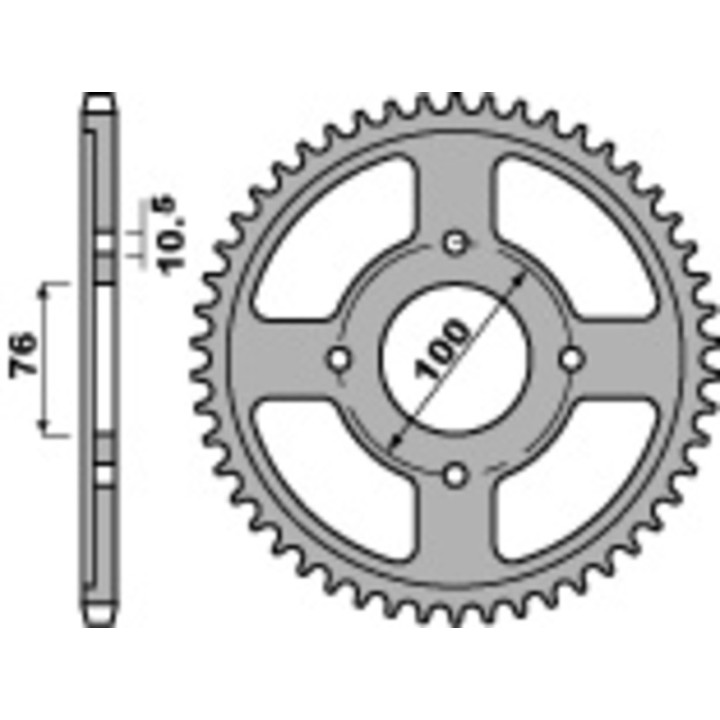 Kit chaîne EK/PBR 428 DEH - 16/47-132 - Couronne acier standard