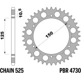 Kit chaîne EK/PBR 525 MVXZ2 - 16/46-112 - Couronne acier standard