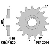 Kit chaîne EK/PBR 520 SRX2 - 13/50-114 - Couronne acier standard