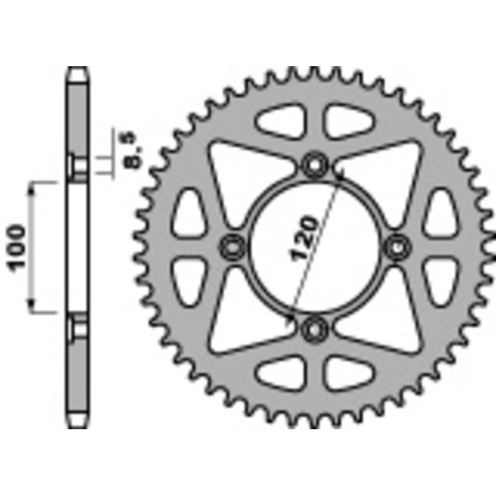 Kit chaîne EK/PBR 428 ZVX - 14/54-136 - Couronne acier standard