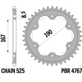 Kit chaîne EK/PBR 525 SRX2 - 15/50-122 - Couronne acier standard