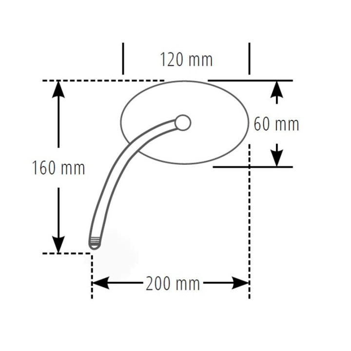Rétroviseur sur guidon HIGHSIDER smart Agila ovale - côté droit - non homologué E - noir