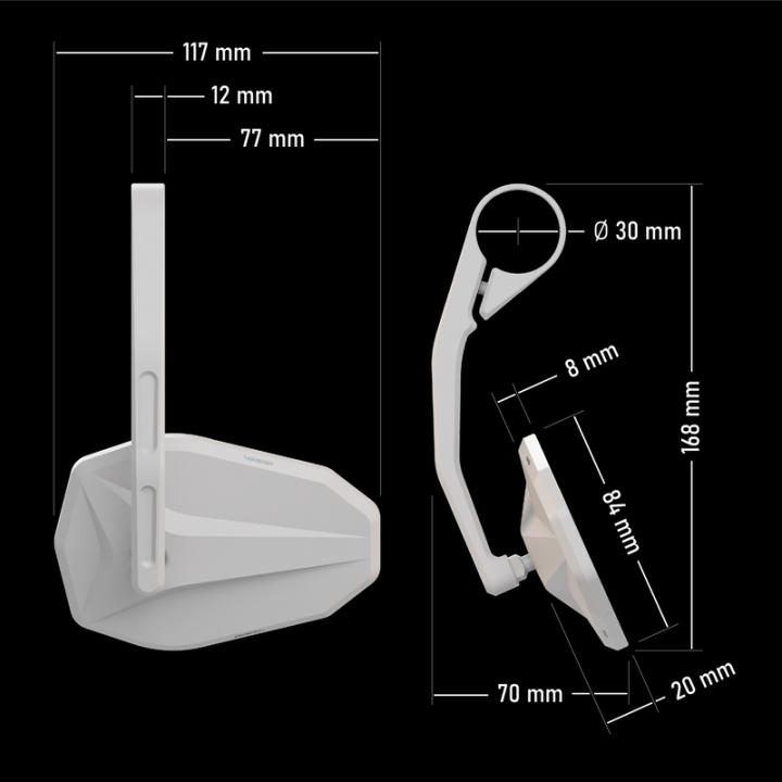 Rétroviseur d'embout de guidon HIGHSIDER pro Victory-Blast long – noir mat – à l'unité